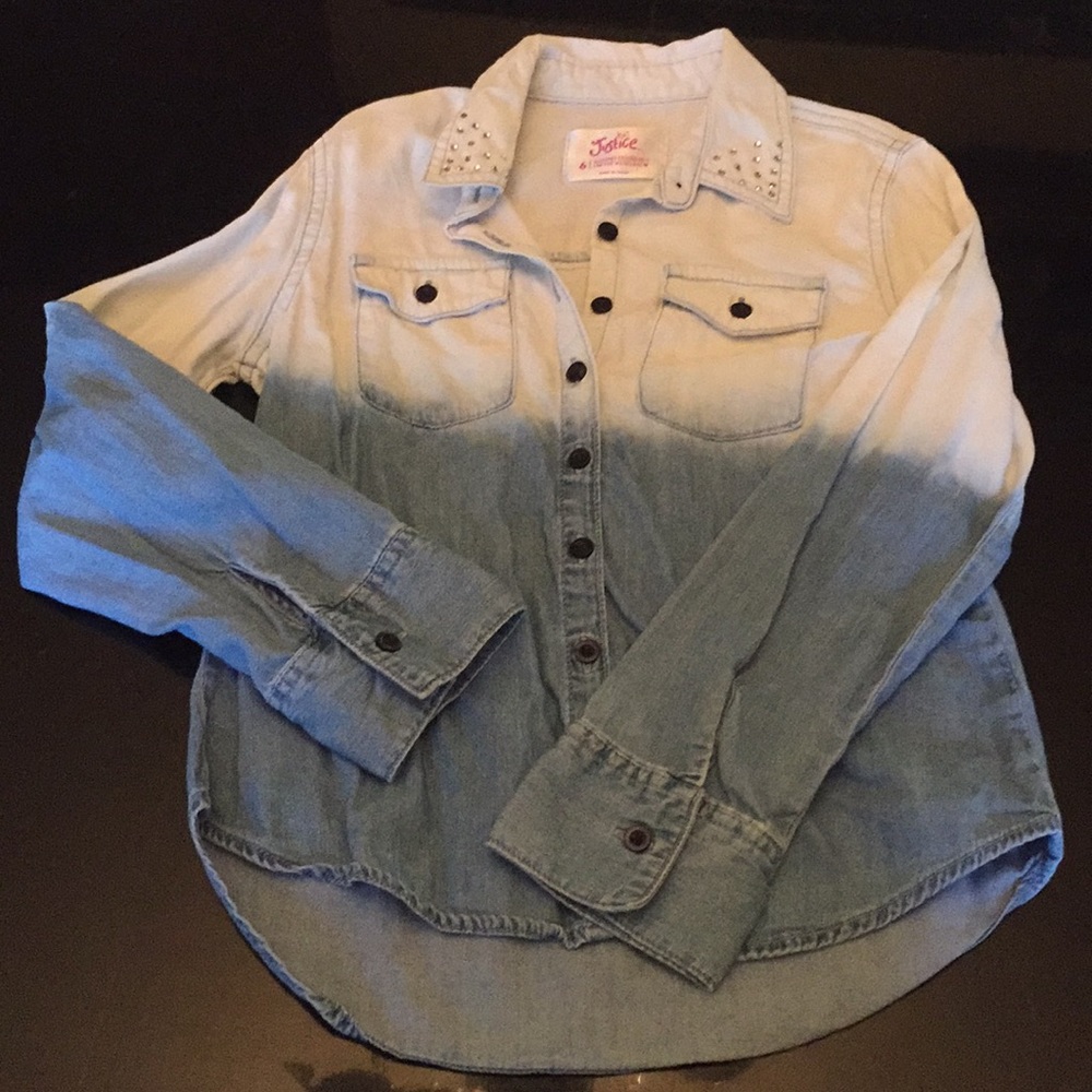 Justice long sleeve jean ombré shirt size‎ 6